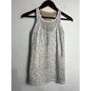 Lululemon White Gray Desert Snake Print Mesh With Me Athletic Tank Top Size 8